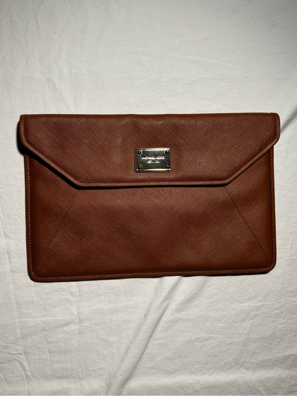 Michael Kors Brown Saffiano Leather Laptop Sleeve 11” 13” MacBook Air Tablet